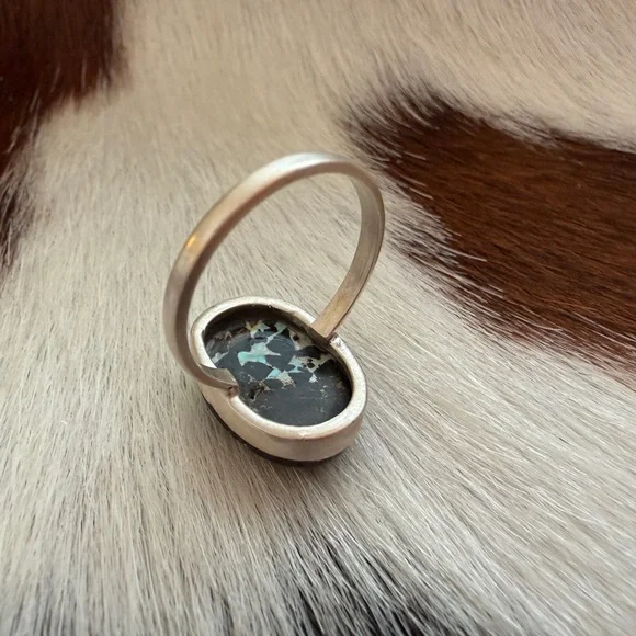 ❤️ Black Jack Turquoise Rare Sky Blue Black Matrix Sterling Ring Sz8 Unisex Ring - Picture 10 of 15